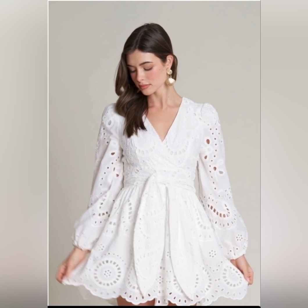Nwt Avec Les Filles White Broderie Anglaise Cotton Romper Dress Size 8
